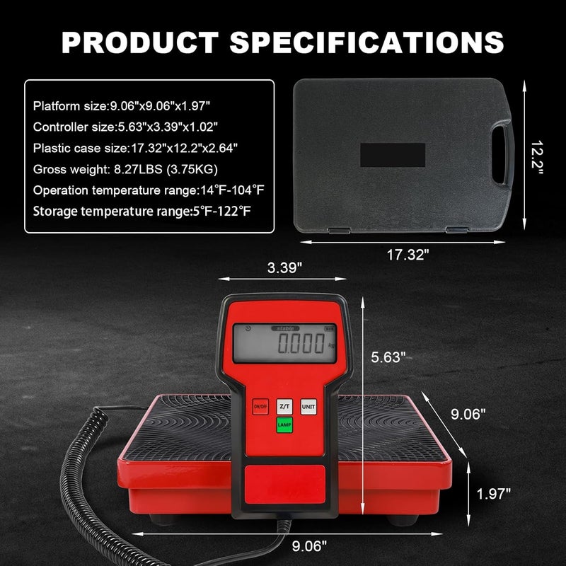 Yellow Jacket Refrigerant Scale 220 LBS with Portable Case High Precision HVAC Freon Scale Electronic Refrigerant Charging Weight Scale for Recovery Tanks - Image 2